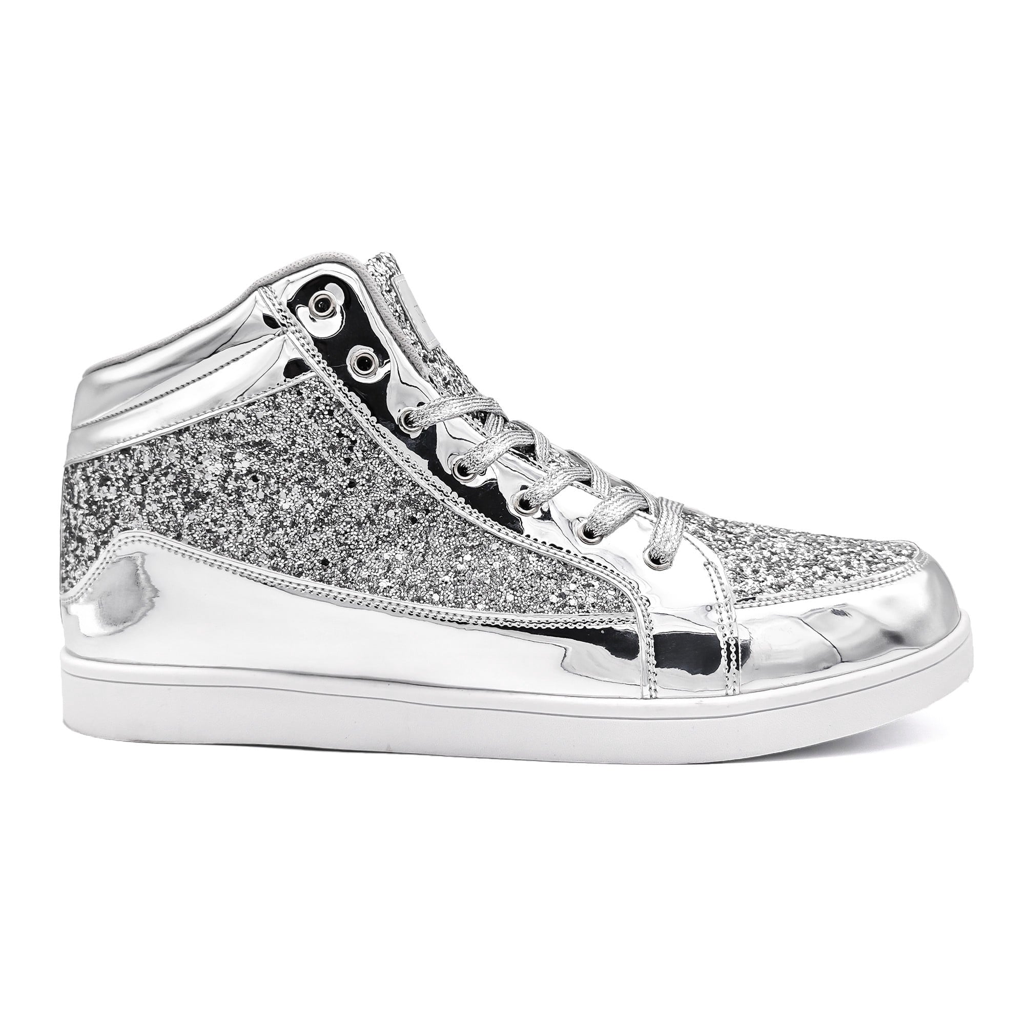 Glitter Shoes for Men Women Fashion High Top Casual Sequin Sparkly Bling Shiny Sneakers Gold