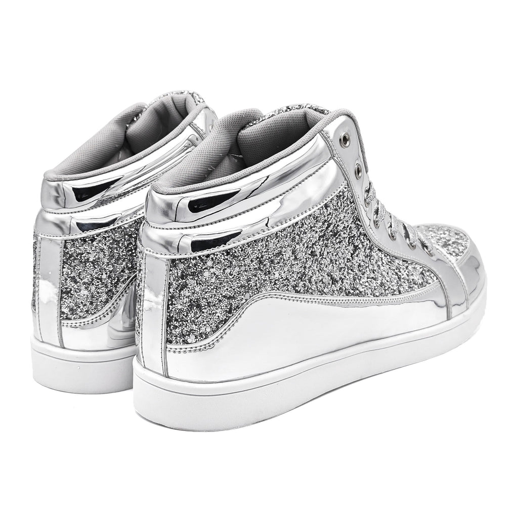 Glitter Shoes for Men Women Fashion High Top Casual Sequin Sparkly Bling Shiny Sneakers Gold