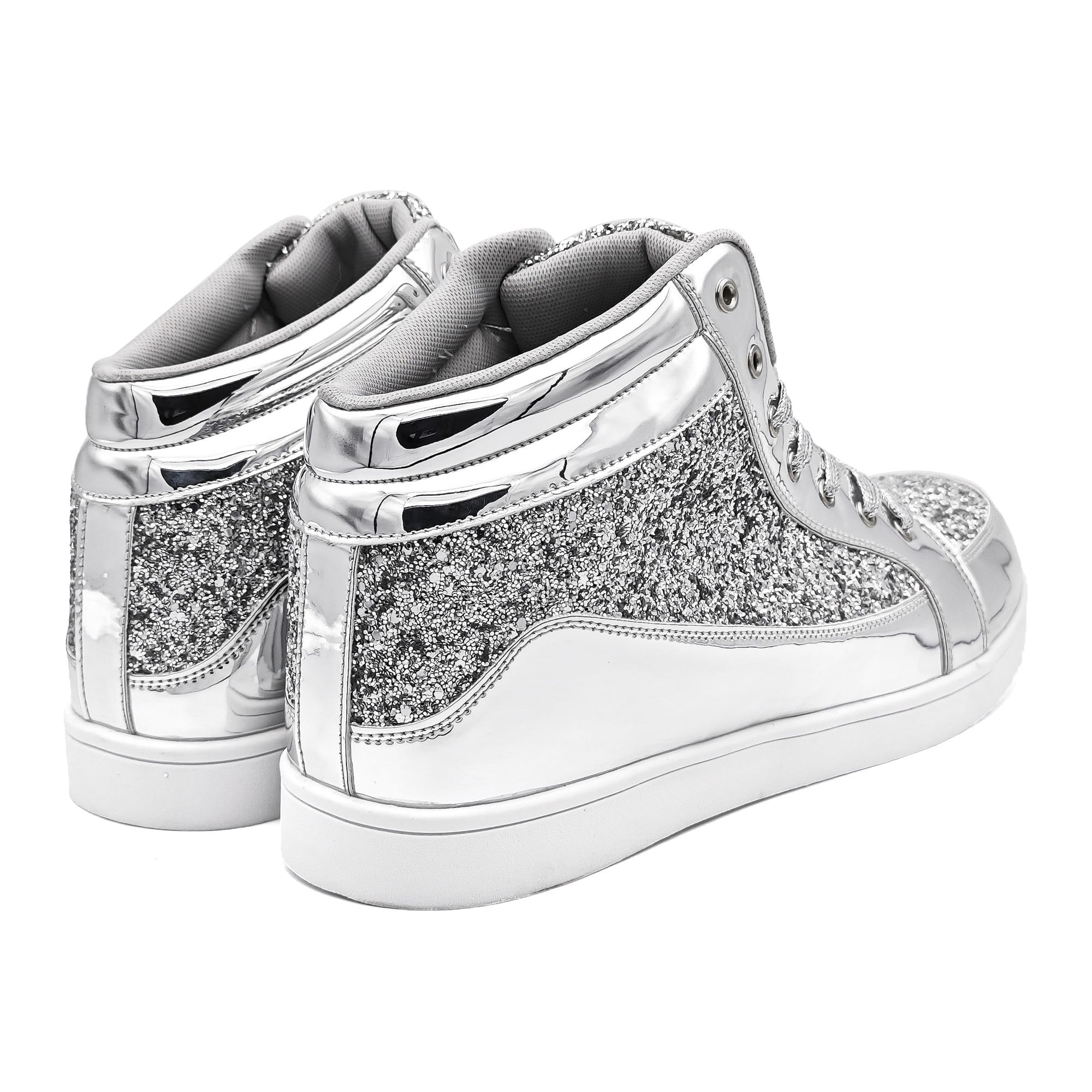 Glitter Shoes for Men Women Fashion High Top Casual Sequin Sparkly Bling Shiny Sneakers Gold