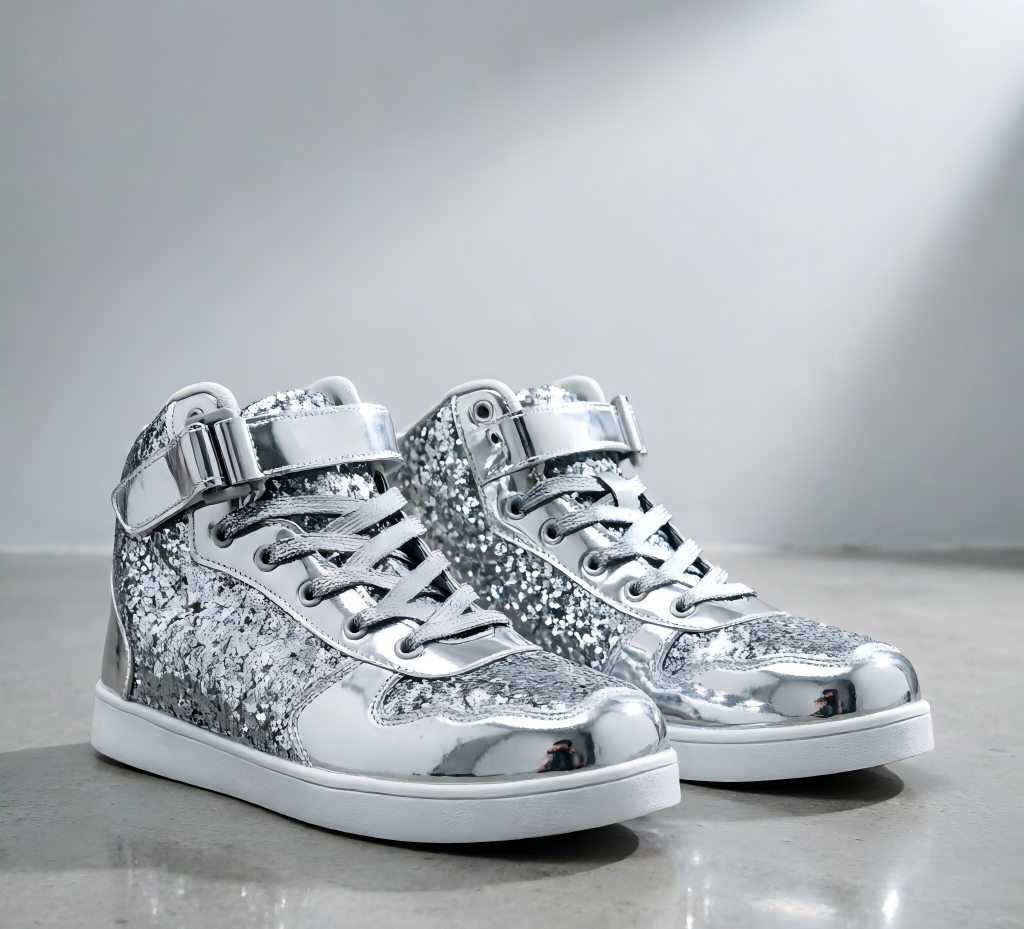 Glitter Shoes for Kids High Top Sparkle Sequins Sneakers for Boys Girls Bling Shiny Sparkly Sneaker