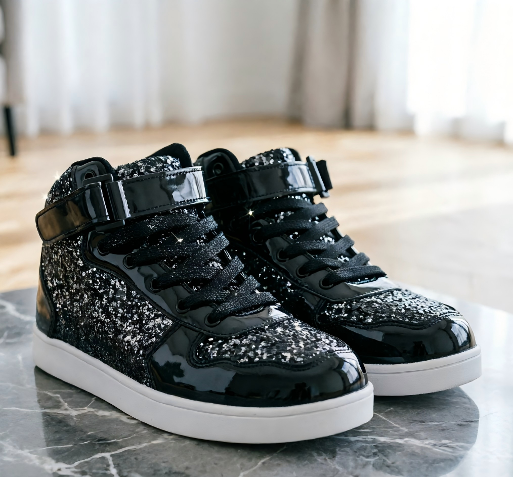 Glitter Shoes for Kids High Top Sparkle Sequins Sneakers for Boys Girls Bling Shiny Sparkly Sneaker