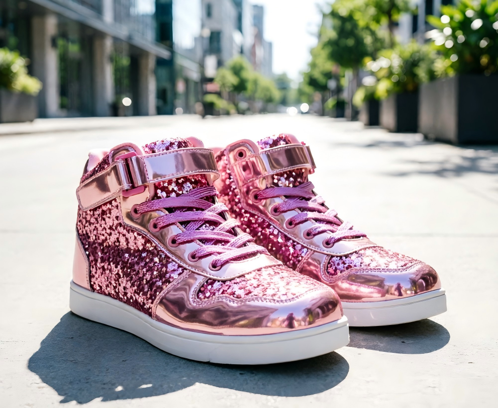 Glitter Shoes for Kids High Top Sparkle Sequins Sneakers for Boys Girls Bling Shiny Sparkly Sneaker