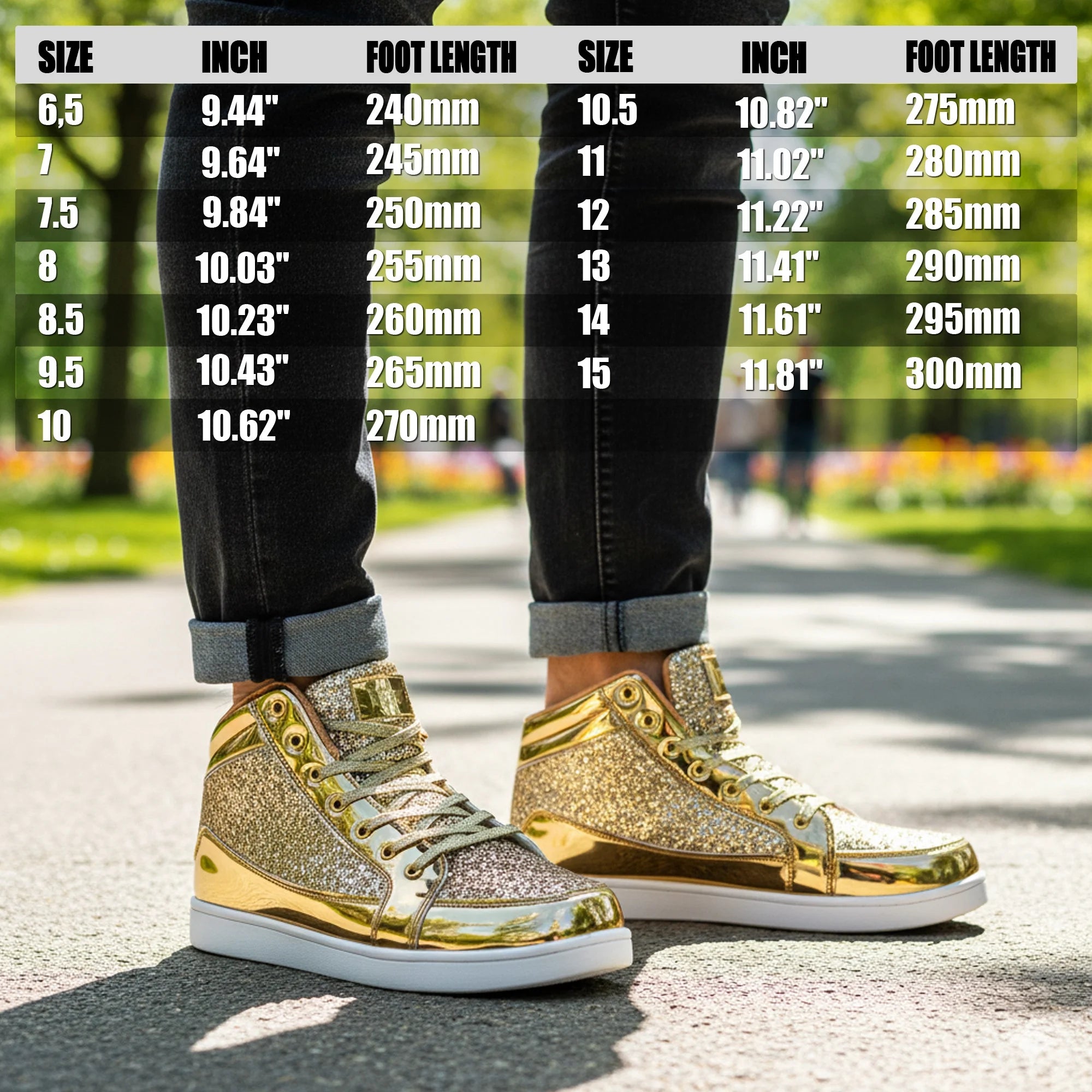 Glitter Shoes for Men Women Fashion High Top Casual Sequin Sparkly Bling Shiny Sneakers Gold